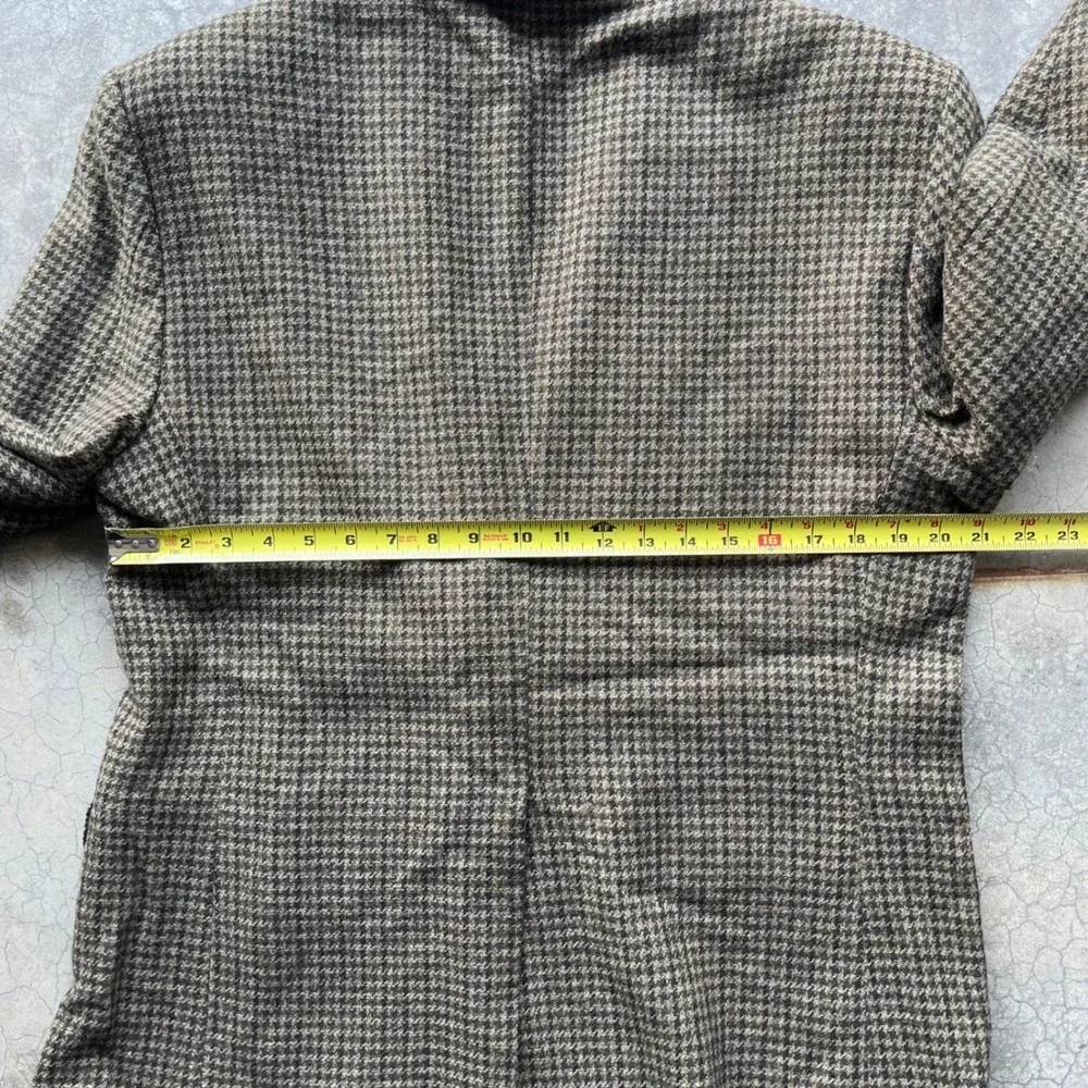 Haggar Clothing Co Mens Pure Wool Houndstooth Blazer Brown Tan Sport Coat 44R